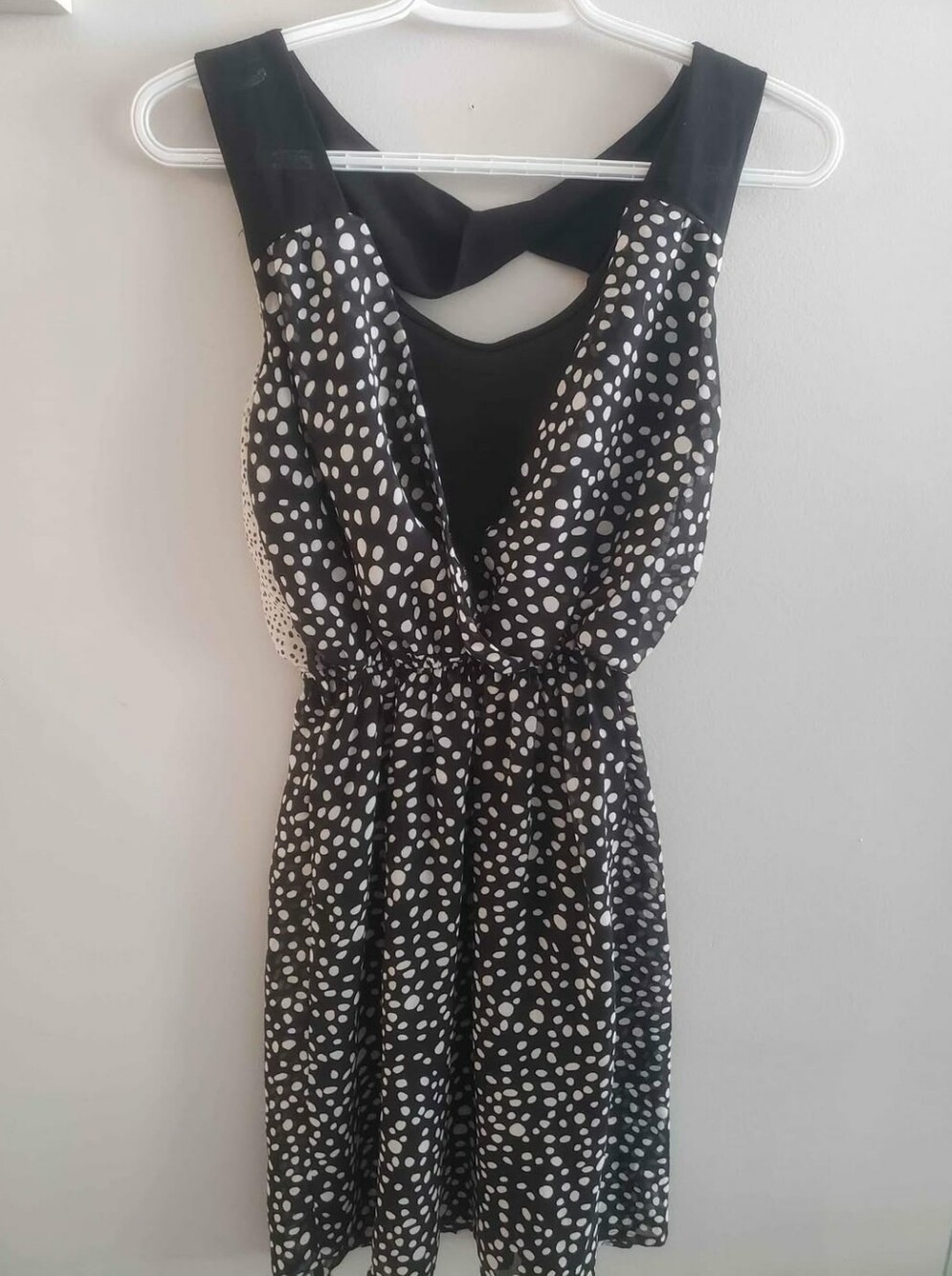 Dex Black & White Polka Dot Sleeveless Mini Dress